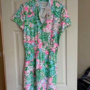 NWT Lilly Pulitzer Luxletic Love Active Dress Multi Plumes In Bloom Size L